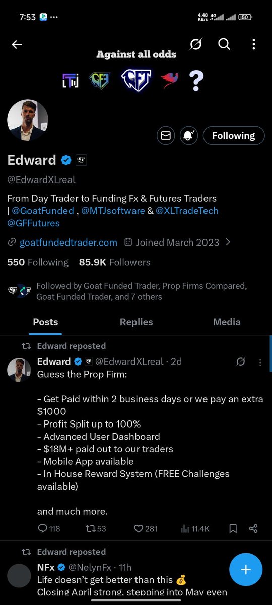 habeebb307's tweet photo. @Kelvintalent_ @GoatFunded @EdwardXLreal @princess_mmasi @NIKHIL_500 Done https://t.co/J1CG0YF3sc