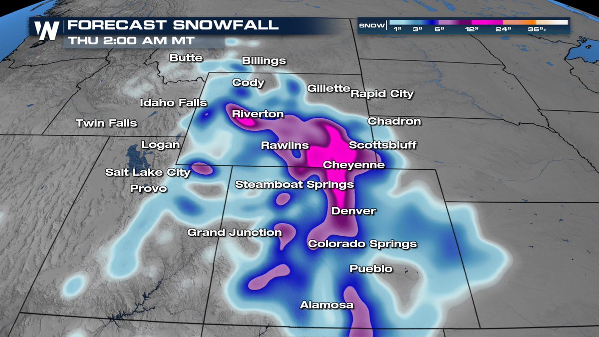 WxRobBradley's tweet image. This looks fun.

Wyoming/Colorado have good ensemble support for a solid May snow storm next Tuesday/Wednesday.

Snow totals will change but this is at 8:1 and is a lot 👀 ❄️ #COwx