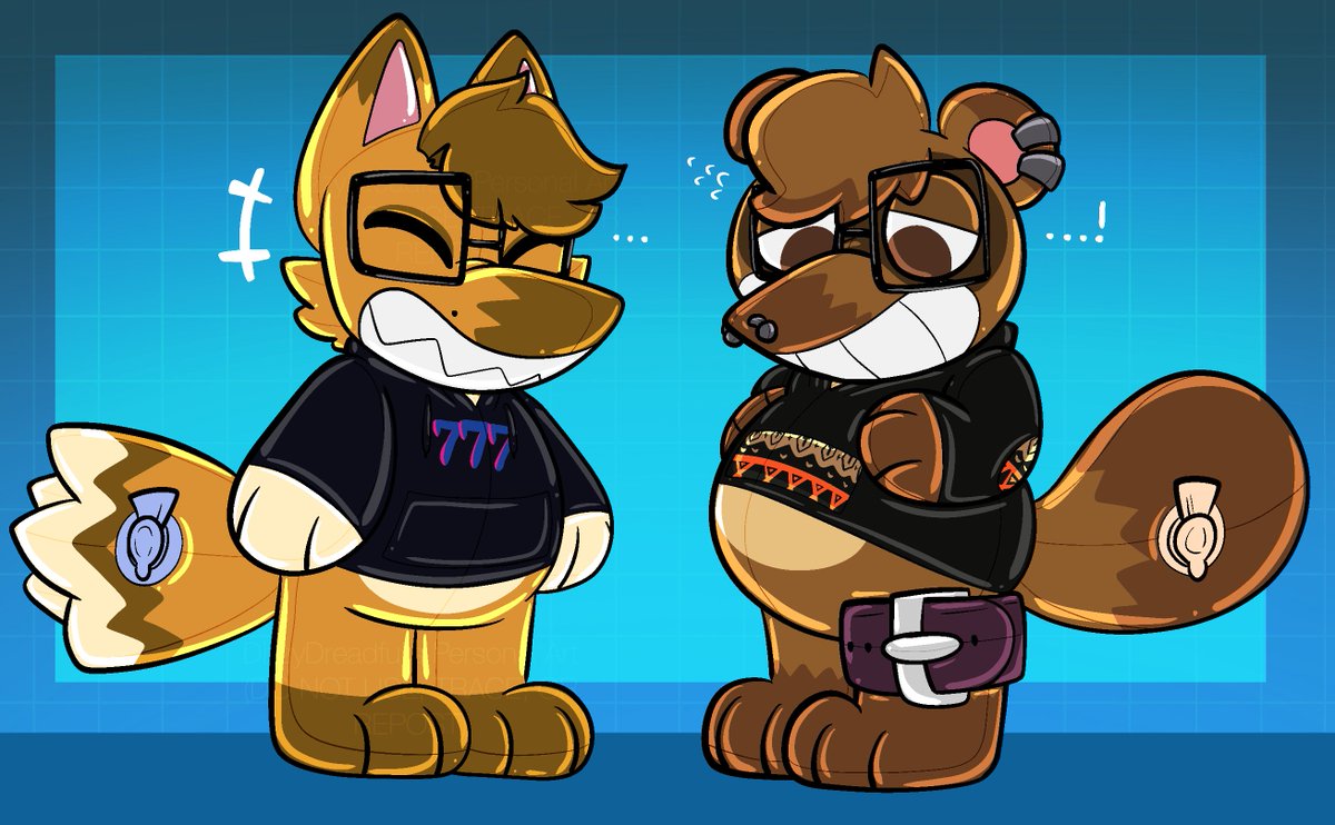 DizzyDreadful's tweet photo. A drawing I did a while ago of @VexaPaws's Tom Nook kinsona with my Redd kinsona a bit squeakier than usual!
Big thank you to Vexa for their continuous support!
#pooltoy #permagrin #permasmile https://t.co/DKOHInrcnQ