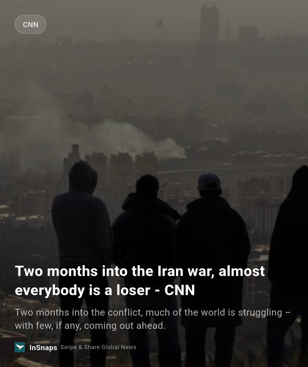BuildWtPrakhar's tweet image. Two months into the Iran war, almost everybody is a loser - CNN

Curated by InSnaps — Global News, Sharable Cards. insnaps.app/a/L_9InpB7tH9A…

#Cnn #Israeli #Palestinian #Iran #Geopolitics