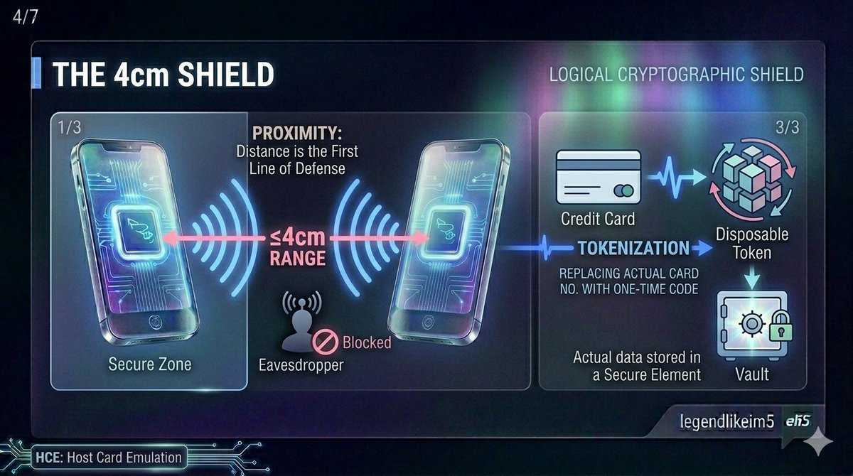 LegendLikeIm5's tweet image. 4: ​The 4cm Shield

Distance is a defense. 

&amp;lt;4cm makes data "sniffing" hard. 
Add Tokenization—replacing card numbers with one-time codes—and you have a fortress in your pocket.

#CyberSecurity #FinTech #legendlikeim5 #eli5