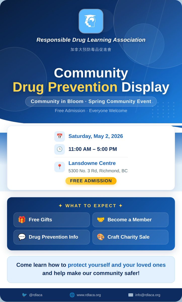 rdlaca's tweet photo. We are here today at Lansdowne Centre!
Please stop by our booth to learn more about drug prevention, pick up free gifts, and speak with our team. #rdla #preventionIStheKEY #RichmondBC https://t.co/GHtA6LxY4P