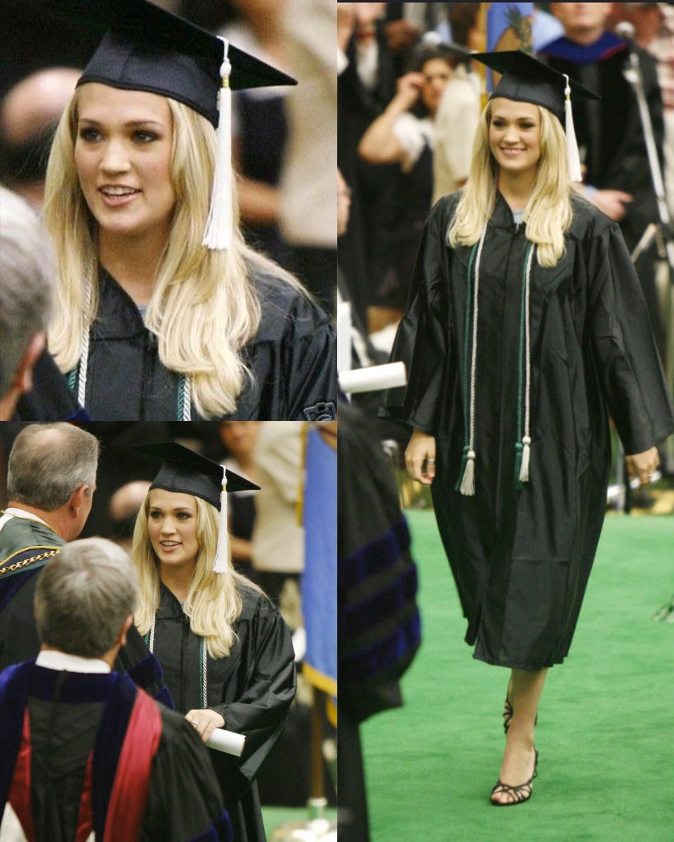 cu_countryidol's tweet image. In honor of my college graduation being yesterday, here are photos from when Carrie graduated from Northeastern State University, 20 years ago, on May 6, 2006 🎓

#carrieunderwood #college #graduation #diploma #throwback

@carrieunderwood