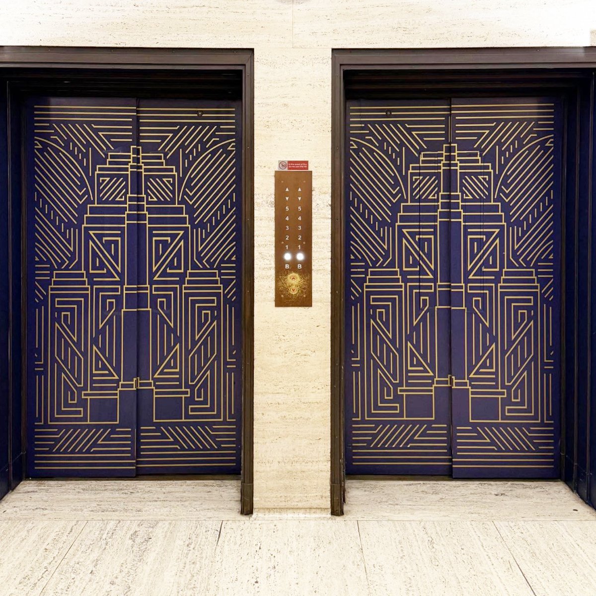DuilleDesign's tweet image. Lift doors, Senate House. Charles Holden. 1937. 
Photo: footsteps.london