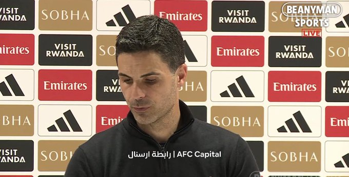ميكيل أرتيتا عن استبدال بوكايو ساكا. "يجب أن نكون حذرين، لأننا بحاجة إليه على أرض الملعب". المصدر: تصريحات إعلامية 