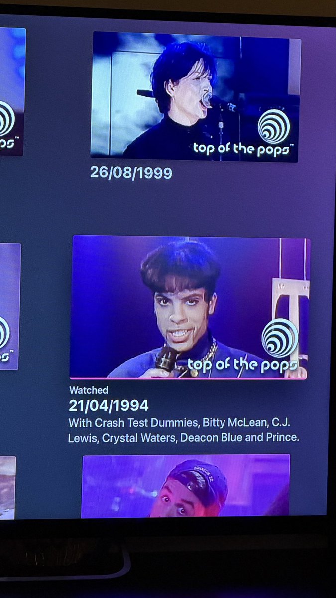 An_hedone's tweet photo. What’s this weird Prince picture on the BBC iPlayer?   Unflattering capture more than anything. Doesn’t really resemble him. https://t.co/luEXIM65f5