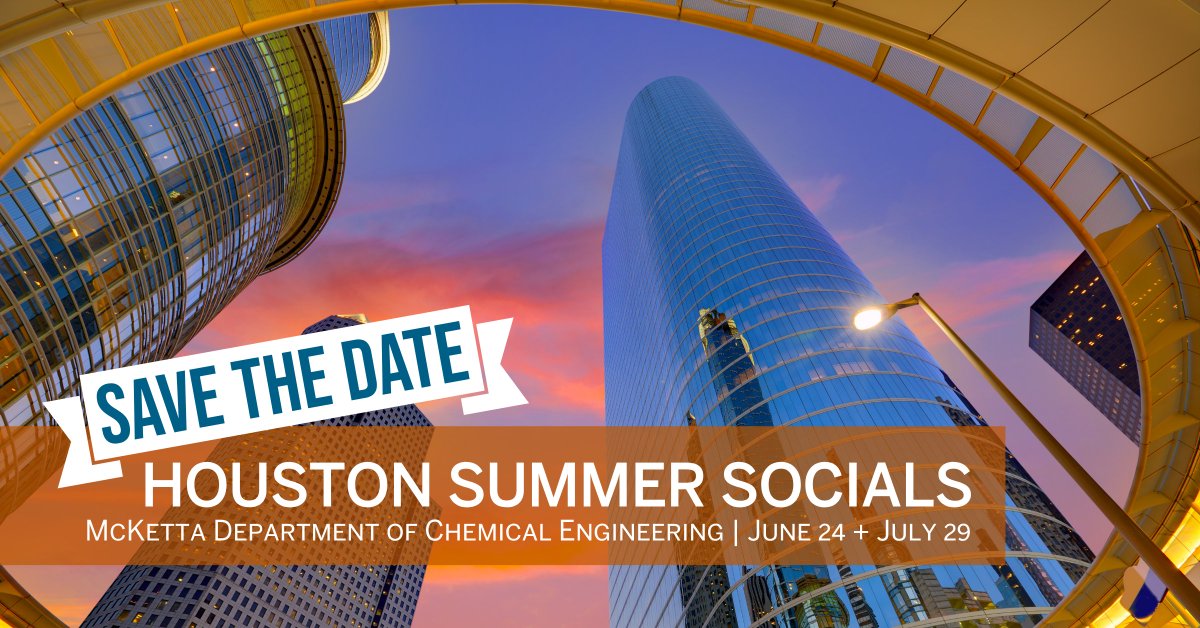 TexasChE's tweet photo. STUDENTS + ALUMNI: Mark your calendars for our Houston Summer Socials, June 24 + July 29! @ParkerHannifin sponsors our Wed|June 24 social at Saint Arnold Brewing Co. @Phillips66Co sponsors our Wed|July 29 social at The General Public. Join us in HTX this summer! More info soon!🤘 https://t.co/jVh1UajHDV