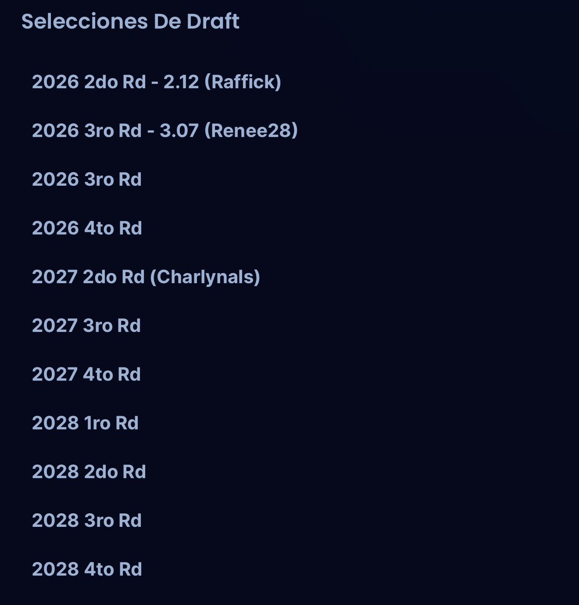 ReneeFreakNFL's tweet image. 🚨 Equipo huérfano de #FantasyFootball busca nuevo dueño

Formato: Dynasty
Puntuación: PPR
Súper Flex 
Entrada: $2,500 pesos mexicanos
Posición en el Draft: 3
Nombre de liga: Freak Dynasty $2,500 (2)

Revisen bien Banca, Taxi, IR y picks 

Interesados manden DM