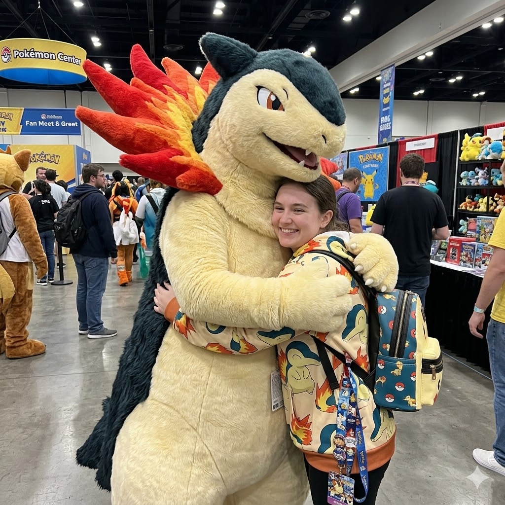ChaoemperorC's tweet image. A random meet and greet hug with Lord Robert The Typhlosion as the costumed character mascot.

#robert #typhlosion #pokemon #meetandgreet #hug #hugs #mascot #mascotcostume
