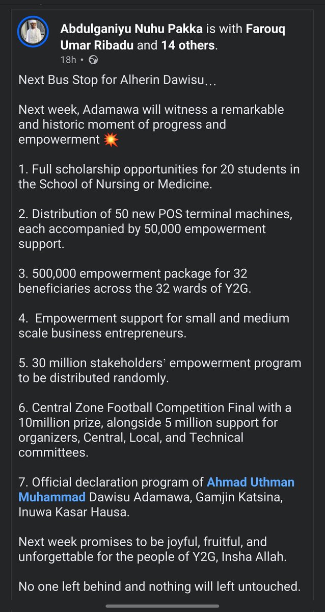 This is the kind of spending someone is doing for House of Reps in Yola, in addition to spending more than ~N300m

At this point, I'm afraid if Reps is really reps abi its some sort of Mini-Governor's position🥱