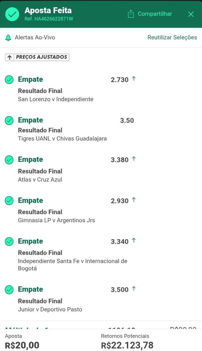 soEmpateS's tweet photo. #empates #bet365 #betfair  #multipla@6 #odds 1106.18 #X-496 https://t.co/a0FAjC9uNj
