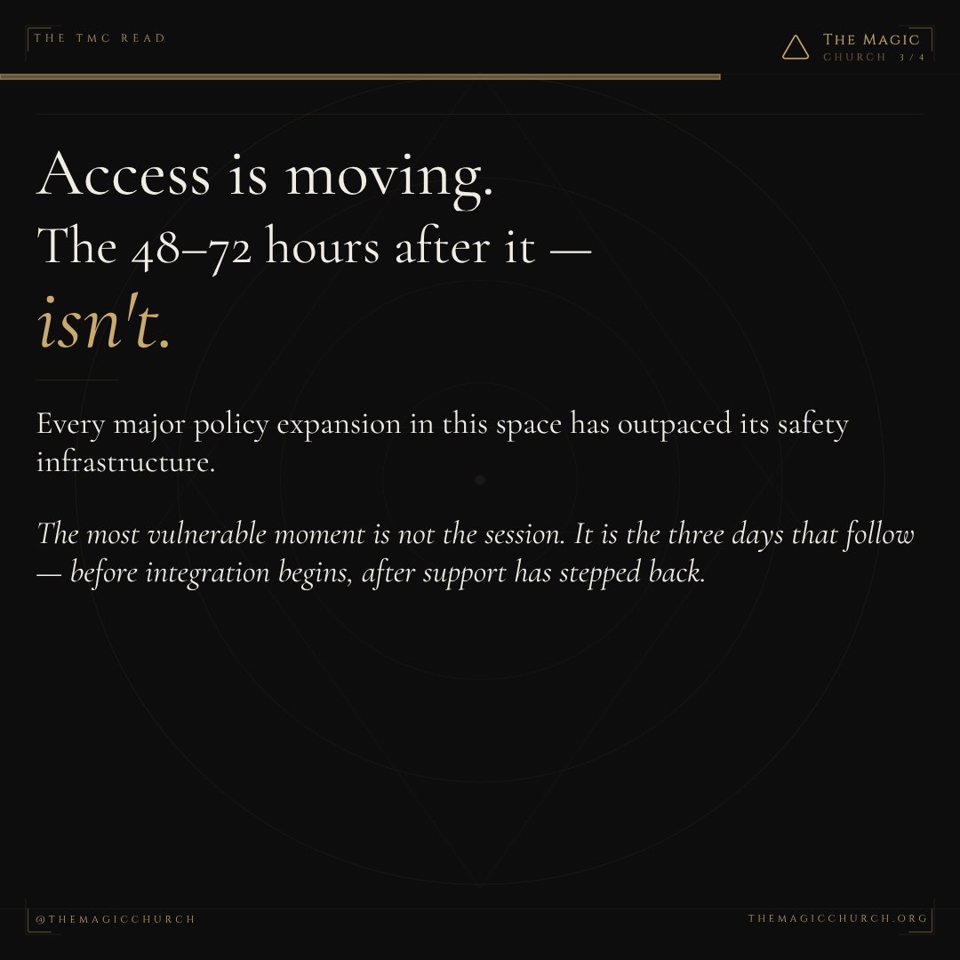 themagicchurch's tweet image. $50M enters psychedelic therapy for veterans.
The 48–72h after? Still unstructured.
Access scales. Infrastructure doesn’t.

#PsychedelicPolicy #VeteranCare #MentalHealthSystems #ClinicalResearch #RiskManagement