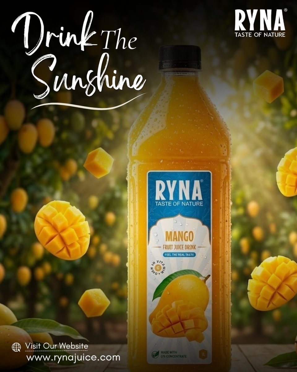 tajindiangroup1's tweet image. Sip the Sunshine Vibes
Refreshing mango bliss in every sip, bursting tropical flavor energizing your sunny moments daily.🌞🥭
#MangoMagic #SummerSip #TropicalVibes #Fresh #Energy #JuiceLovers #SunnyDrinks #rynajuice #Cool #Refreshment #mangojuice #mangolover #juicecleanse