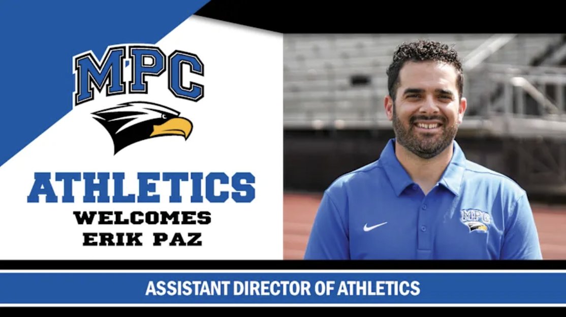 mawalker_MPCAD's tweet photo. Excited to add Erik Paz to the Athletic Department Team here at @MPCAthletics 

Coming to MPC from Georgia State, Erik brings both high level experience and unique expertise.  
Let's Go!!!! 🦅📈

Full Announcement: https://t.co/itOV5ZNX1W https://t.co/yMhyVmB4Dg