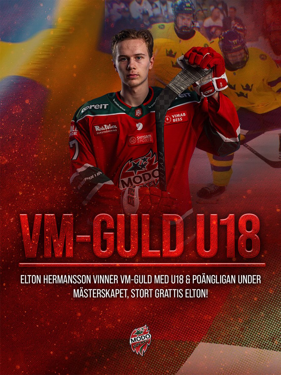 👑🏆🤩 VM-guld, vunnen poängliga och utsedd till turneringens bästa forward. 

Vi säger STORT grattis till MoDo-forwarden Elton Hermansson som avslutar säsongen på allra bästa sätt!

#modose