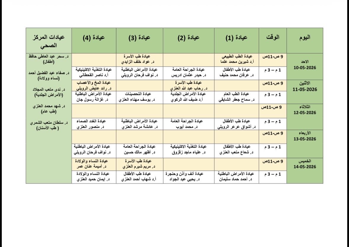 NBUHealthCenter's tweet photo. تم اعتماد #جدول_العيادات_التخصصية لشهر 
مايو 
📍 بالمركز الصحي الجامعي
🏫 #جامعة_الحدود_الشمالية

للتواصل والاستفسار عبر واتساب العيادات التخصصية:
📞 0146614843 https://t.co/15mjdmz8M5