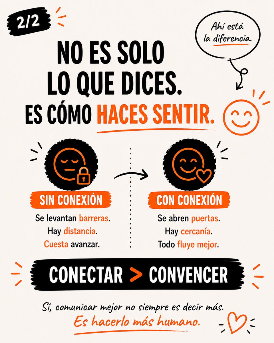 marficom's tweet photo. Las personas no conectan con lo que dices.
Conectan con cómo las haces sentir. https://t.co/2okdgx4Axe