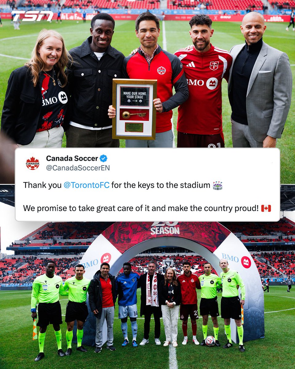 TSN_Sports's tweet image. Toronto FC passed the keys to BMO Field to Canada Soccer ahead of the #FIFAWorldCup

Canada will play their first game in Toronto in just 41 days!