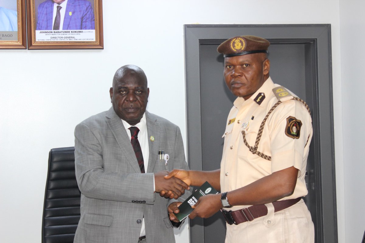 nccsalw's tweet photo. NCCSALW, NIS Deepen Strategic Partnership to Curb Illicit Arms Proliferation
The North Central Zonal Office of the National Centre for the Control of Small Arms and Light Weapons (NCCSALW) has reinforced its collaboration with the Nigerian Immigration Service (NIS), Niger State Command, following a courtesy visit by the State Comptroller HC Maduka, and his management team to the Zonal Office in Minna.
The visit provided a strategic platform to strengthen inter-agency synergy, particularly in intelligence sharing and border management, as part of ongoing efforts to address the proliferation of illicit small arms and light weapons.
In his remarks, the Comptroller underscored the critical role of collaboration in enhancing national security, noting that border communities remain vulnerable entry points for illicit arms. He called for sustained intelligence sharing and coordinated action among security agencies.
Responding, the Zonal Director, Abdul Adamu Eneche DDGSS (Rtd) fsi PhD, highlighted the Centre’s mandate and ongoing efforts in controlling the spread of illicit arms. He identified porous borders, internal leakages, and activities of unregulated local fabricators as major drivers of proliferation, stressing that the availability of such weapons continues to fuel insecurity, including banditry, kidnapping, and armed violence.
He further emphasized the need to strengthen surveillance along land, air, and maritime corridors, while urging heightened vigilance at border checkpoints to prevent concealment of arms in imported goods and vehicles.
The engagement also featured an interactive session where both agencies exchanged insights on operational challenges, including monitoring of unmanned border routes and management of recovered arms in line with international best practices.
#NCCSALW #NIS #ArmsControl #BorderSecurity #SecurityCollaboration #SALW #Nigeria #PeaceAndSecurity