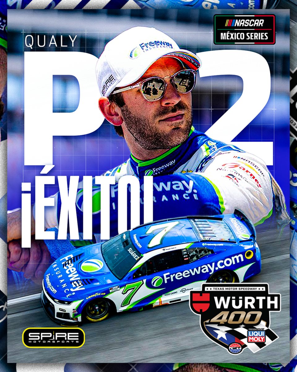 NASCARMex's tweet image. Hecho En NASCAR México Series🇲🇽

Gran calificación del mexicano @Daniel_SuarezG en NASCAR Cup, tomando el segundo sitio a solo 3 centésimas de la "Pole" en Texas⏱️⚡

La carrera el día de mañana, en punto de las 13:30 horas⏰

#NASCAR #NASCARMéxico #NASCARMx #NASCARCup