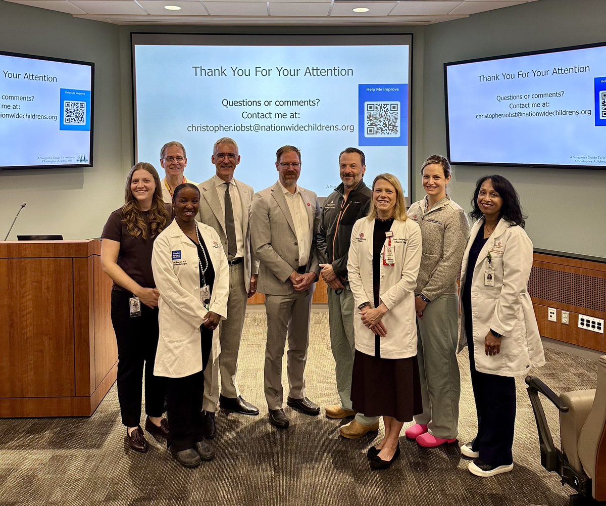 SimonKelleyMD's tweet image. Big academic week at @TCHOrtho_Sports with my longtime friend Dr. Chris Iobst from @nationwidekids giving Dept Surgery Grand Rounds on how “Burn-In” affects academic surgeons. Incredibly powerful talk which preceded a wellness session for our faculty surgeons. #orthotwitter