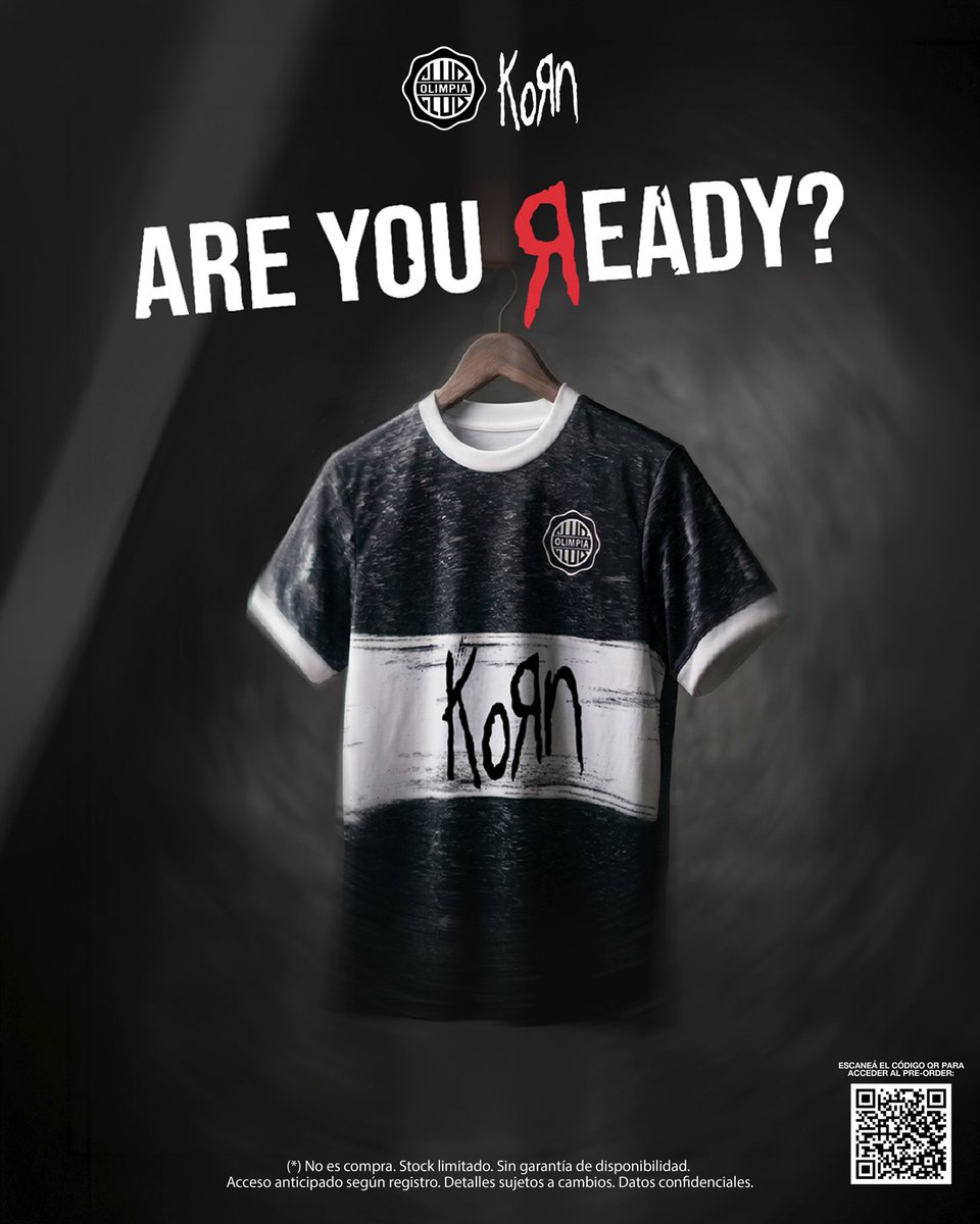 𝐀𝐑𝐄 𝐘𝐎𝐔 𝐑𝐄𝐀𝐃𝐘?

La historia no se explica, se vive.

OLIMPIA &amp; KORN: una colaboración que rompe todo.

Accedé ahora al formulario y asegurá tu lugar en la 𝙥𝙧𝙚-𝙤𝙧𝙙𝙚𝙧 de esta pieza única: clubolimpia.com.py/pre-order-olim…

⚪️⚫️⚪️🎸🔥