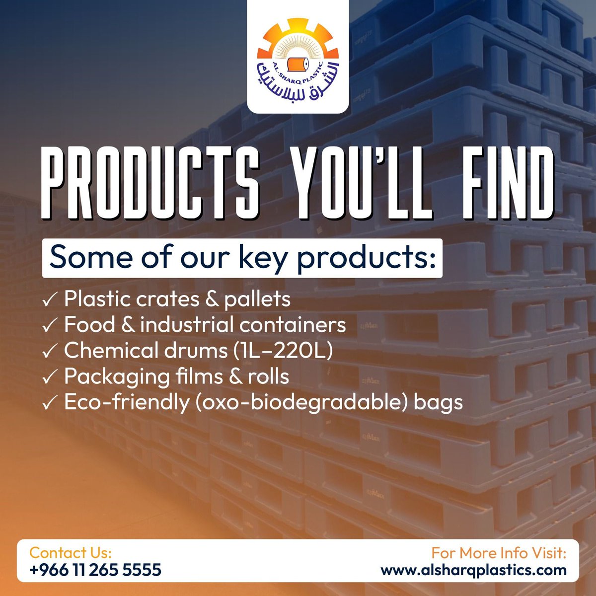 alsharqplastic's tweet image. From durable crates and pallets to eco-friendly bags, we offer a comprehensive range of plastic products for all your industrial and packaging needs! 📦🌱

#PlasticProducts #IndustrialSolutions #EcoFriendlyPackaging