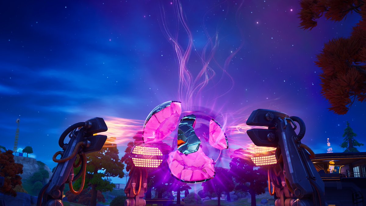 FN_Assist's tweet image. The Dark Voyager has placed the SEVENTH Zero Shard with the others, assembling 4 pieces at Dark Dominion! #Fortnite

The Dark Harvester has now closed, and he will soon set off to retrieve his remaining ones around the Island.