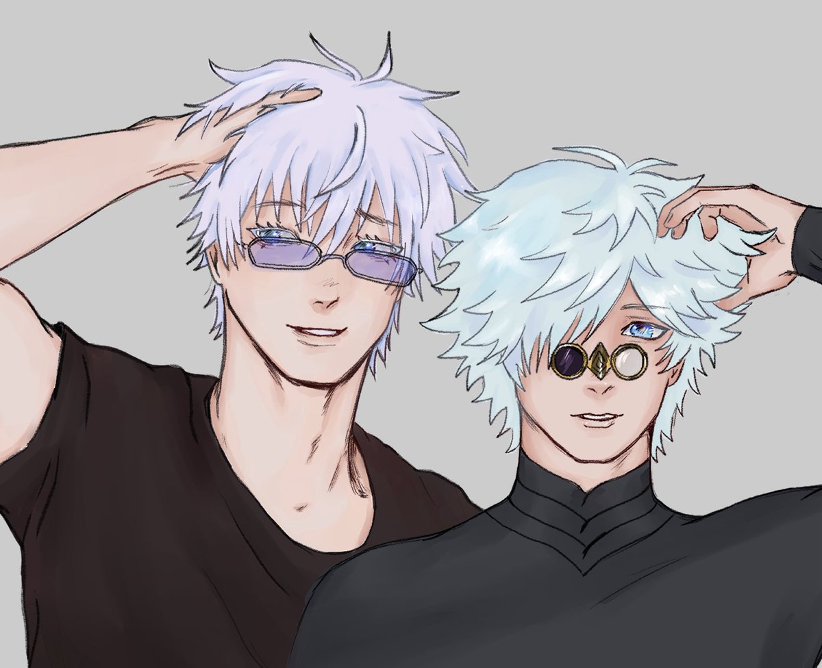 moodvxi's tweet image. the wizard sorcerer doppelgängers  
#gojo #jjk #qifrey #witchhatetelier #Δ帽子