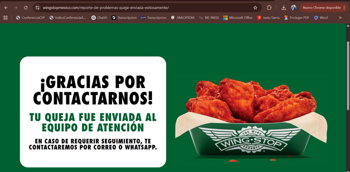 ialexc's tweet photo. Levanté mi queja por los canales oficiales de @WingstopMexico y no ha habido respuesta. En serio ni siquiera van a responder? @Profeco @CondusefMX https://t.co/WEKR5cJbUH
