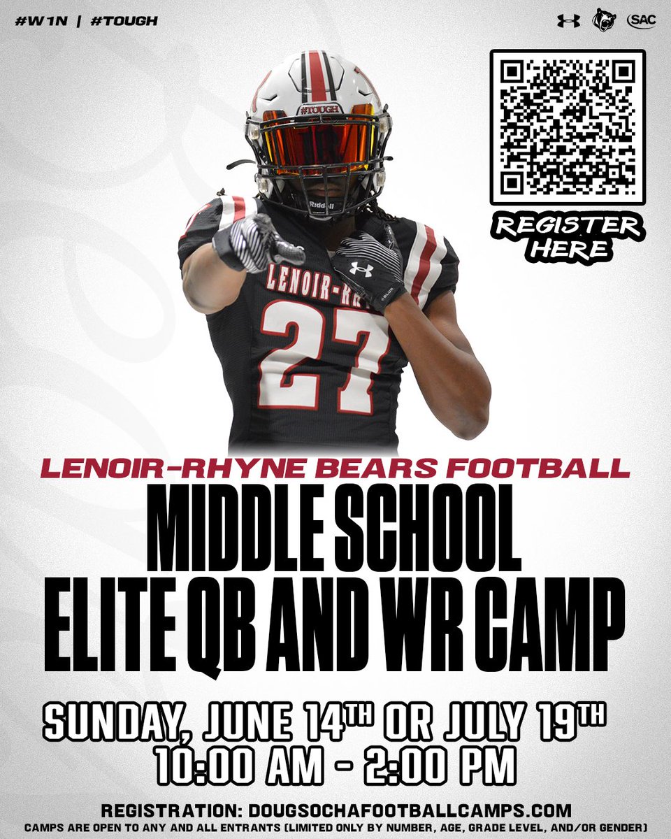 coachSocha's tweet photo. MIDDLE SCHOOL ELITE CAMP 🧱🏈🧱

Great opportunity to learn, develop, and COMPETE!! 

Get registered today! #W1N 

🔗https://t.co/F78B1cy0fm https://t.co/ZsYOeBV6Ep