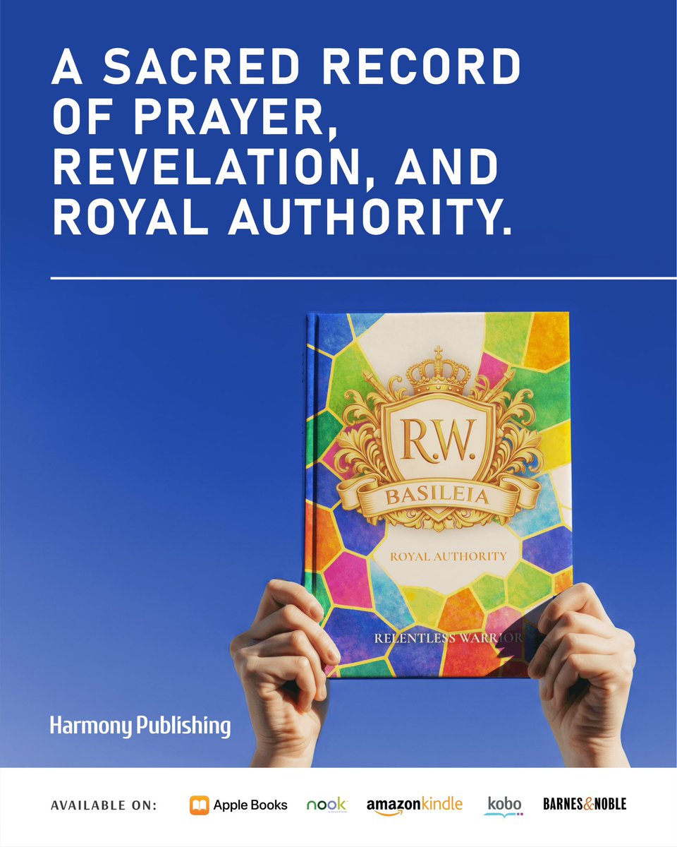 Harmonypub's tweet image. You were never created to live without purpose.

R.W. Basileia: Royal Authority is a powerful guide to deeper faith, spiritual clarity, and bold living.

It’s not just about reading—it’s about becoming. 👑

#Faith #Prayer #SpiritualGrowth #Purpose #harmonypublishing