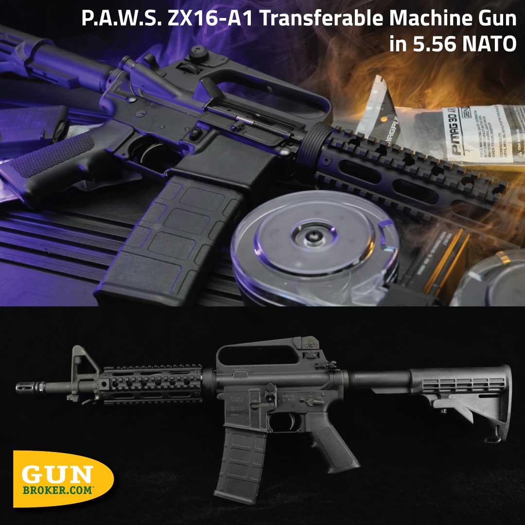GunBroker's tweet photo. P.A.W.S. ZX16-A1 Transferable Machine Gun in 5.56 NATO
See it here: 🔗 https://t.co/YakUlAwUgv
An early-80s registered receiver built on the AR platform. Compact 11.5" barrel, quad rail setup, and ready to run with a 100-round drum and PMAGs.
#556 #MachineGun #Gunsdaily https://t.co/0MvfsuH7Pp