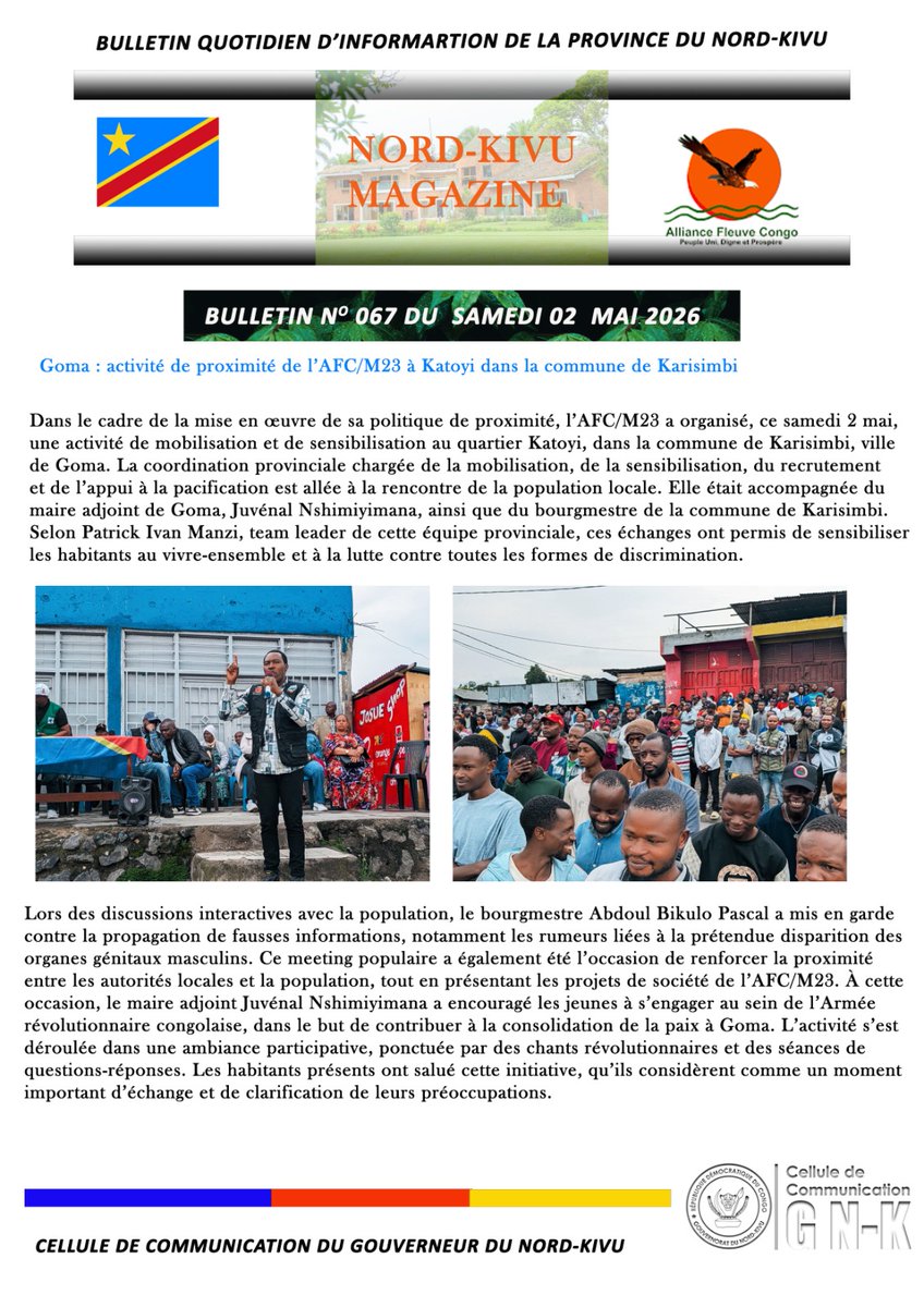 NordKivu4716's tweet image. NORD-KIVU #Magazine