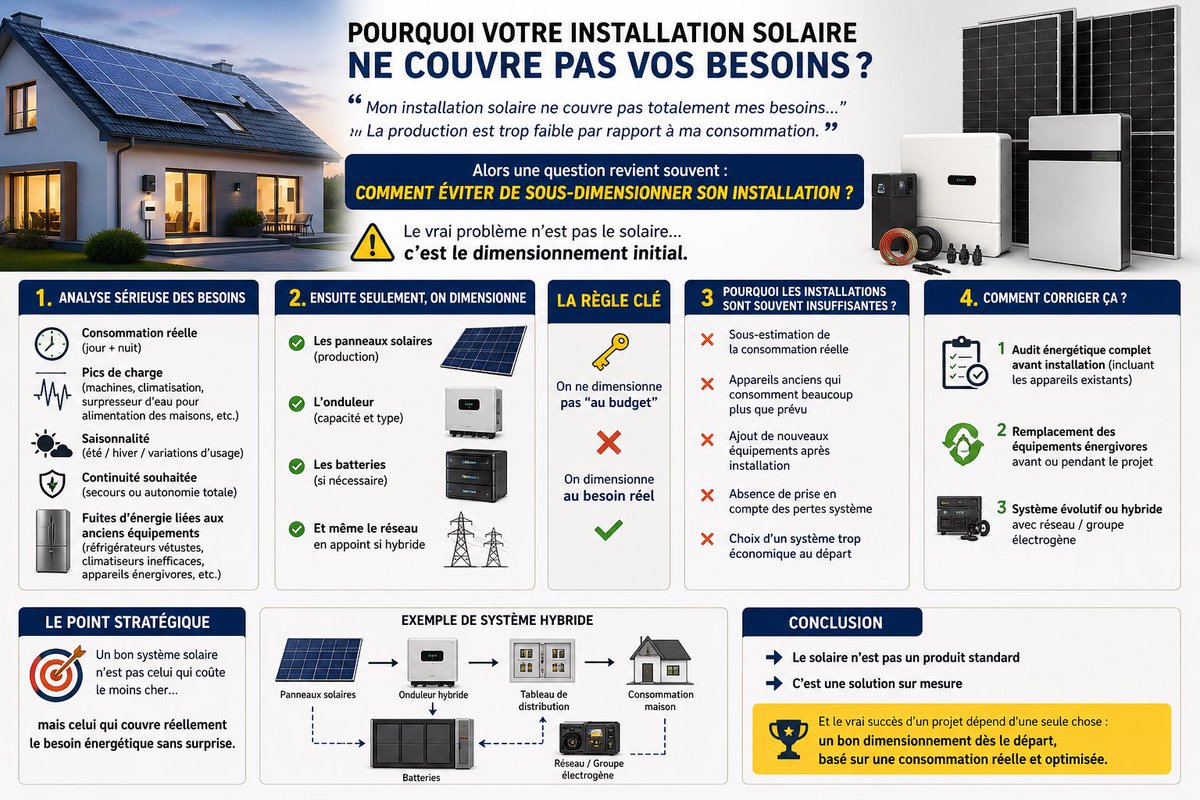 samatar_osman's tweet photo. Un bon système solaire n’est pas celui qui coûte le moins cher…
mais celui qui couvre réellement le besoin énergétique sans surprise.

Et le vrai succès d’un projet dépend d’une seule chose : un bon dimensionnement dès le départ, basé sur une consommation réelle et optimisée. https://t.co/puFDV8YSCt