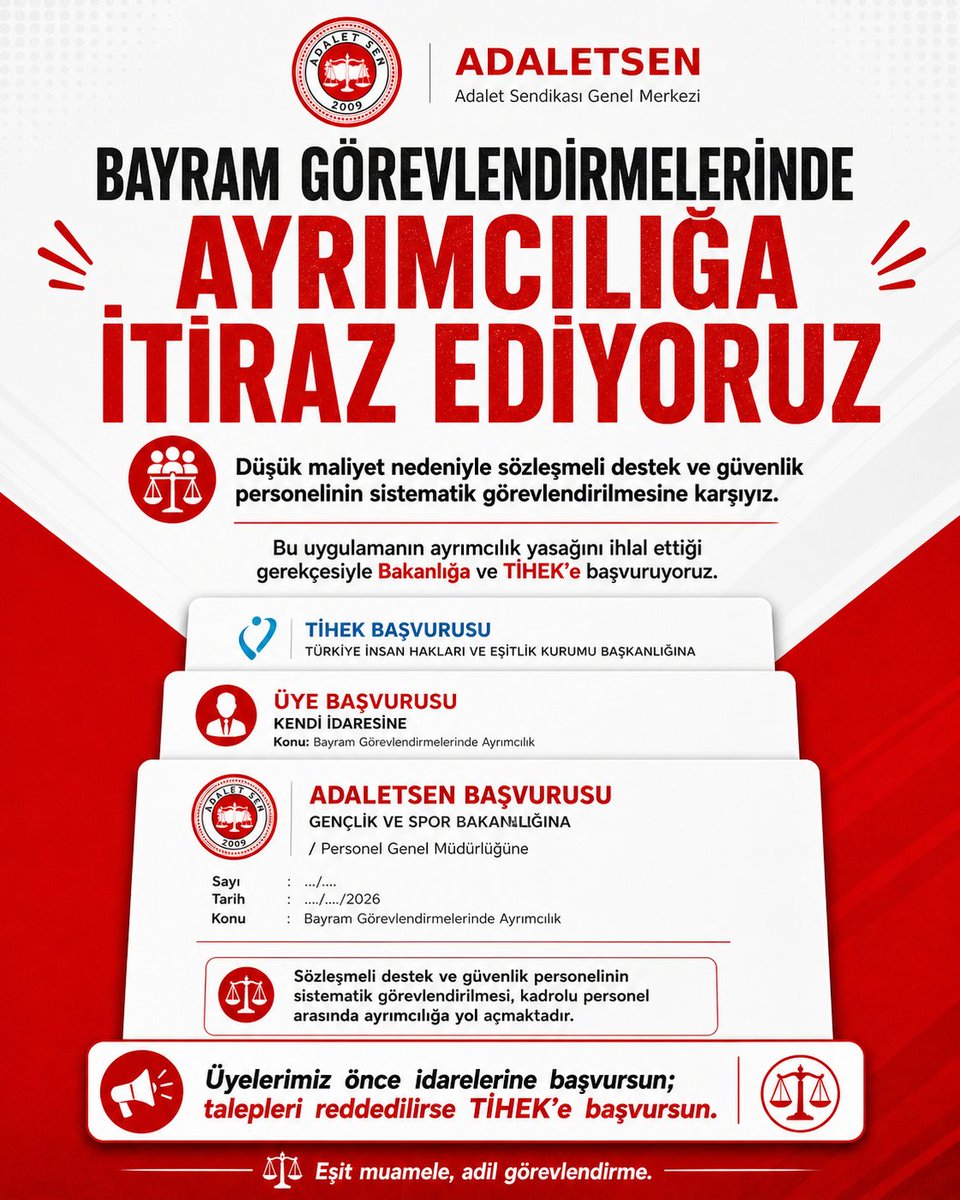 Adalet Sen Genclik Spor ve Yurt Çalışanları Şubesi tweet media