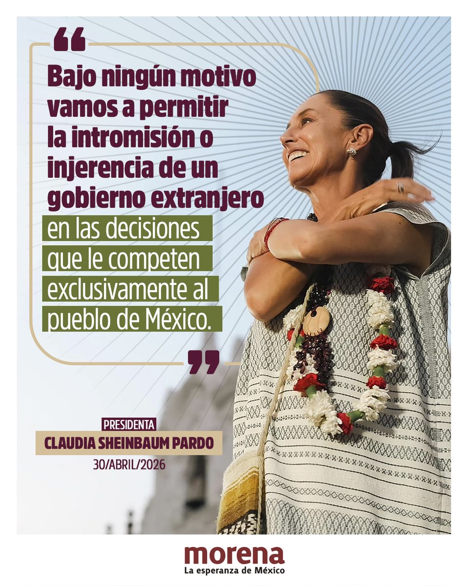 PartidoMorenaMx's tweet image. Bajo el liderazgo de la Presidenta @Claudiashein, nuestra convicción es clara: Verdad, Justicia y Defensa de la Soberanía.