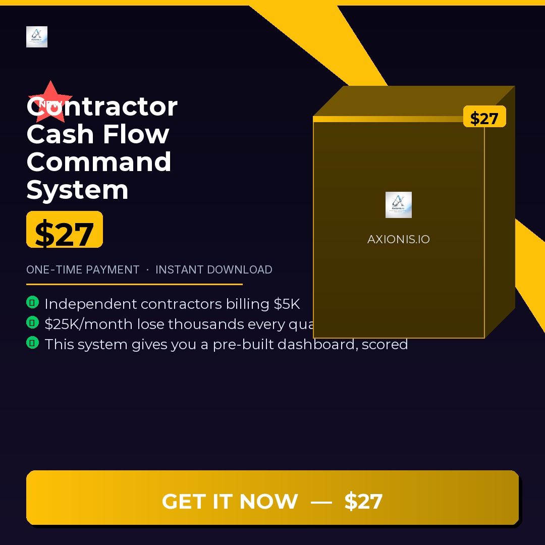 Axionis_io's tweet image. Contractors: the average invoice goes 38+ days before a structured follow-up. That's your cash sitting in someone else's account. This system gives you scored client tiers, a live dashboard, and 16 ready-to-send collection scripts. axionis.io/downloads/cont… #SmallBusiness