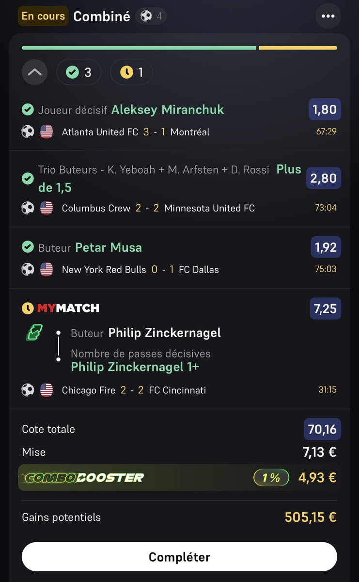 JokerTps's tweet image. #MLS 🇺🇸

PAAAAYE LE COMBINÉ @6,21 • ✅✅🎯

▫️P. Owusu décisif @1,94 • ✅
▫️P. Musa buteur @2,00 • ✅
▫️P. Zinckernagel décisif @1,60 • ✅

On y croit pour la côte à 70 !! 🔥👀

#TeamParieur