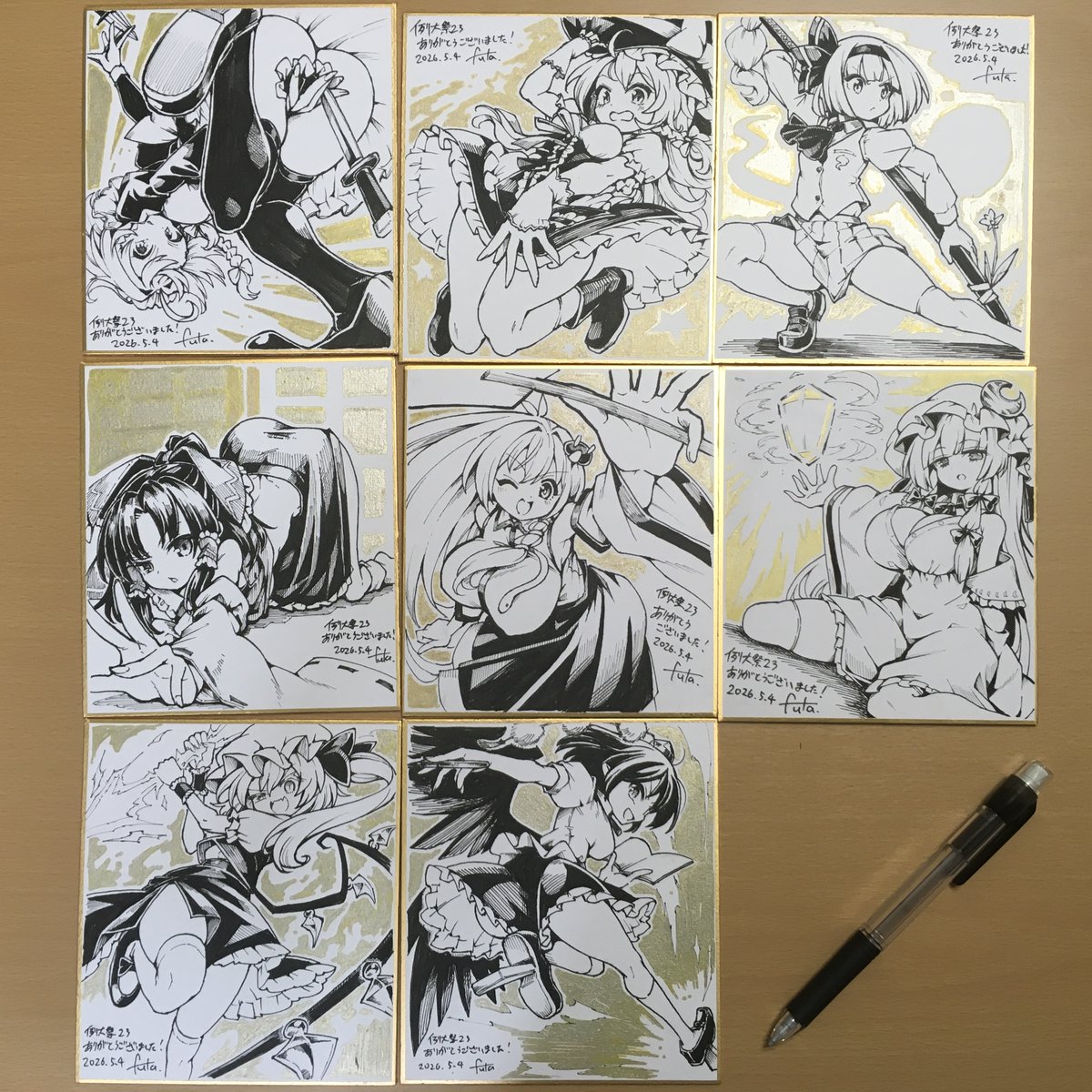 明日の例大祭で頒布予定の色紙はこんな感じで
余裕があったらもう1～2枚描くかもですハイ 