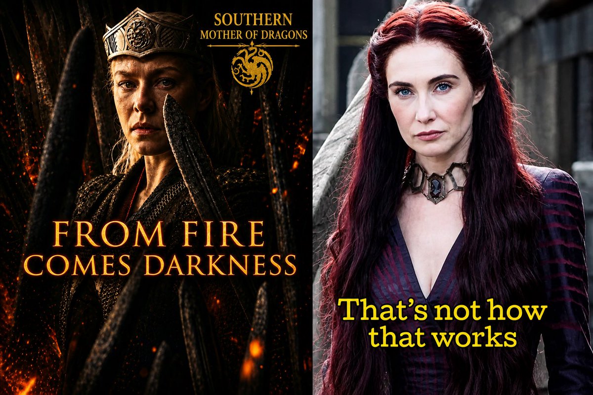 SouthDragonMom's tweet image. "I am like this torch, Ser Davos. We are both instruments of R'hllor. We were made for a single purpose—to keep the darkness at bay" -Melisandre

#houseofthedragon #hotd #gameofthrones