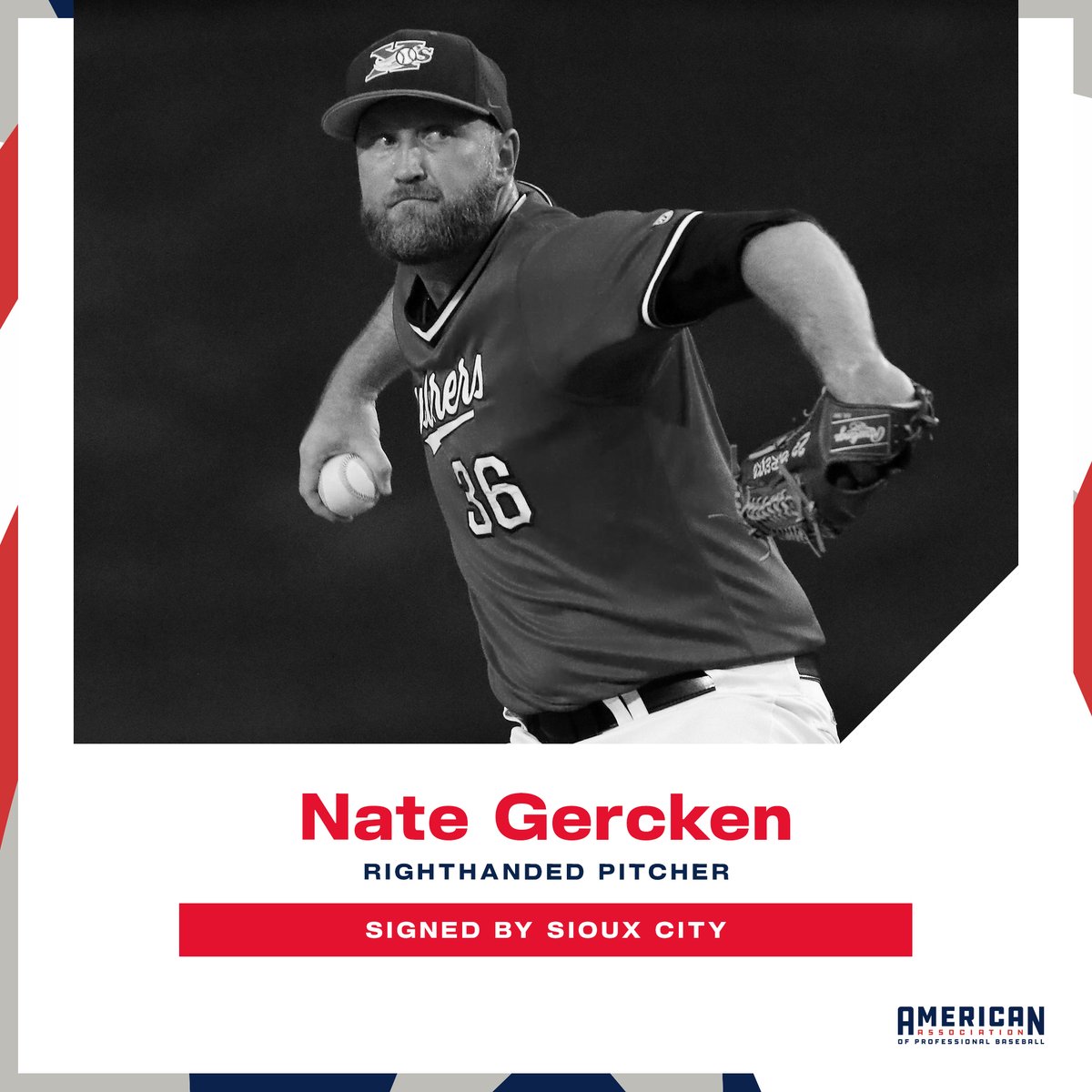 AA_Baseball's tweet photo. May 1 Transaction: @SiouxCityXs signed RHP Nate Gercken.

After six seasons with the Explorers, Gercken is second in AAPB history with 222 games pitched.

https://t.co/XCcXCIOhXf