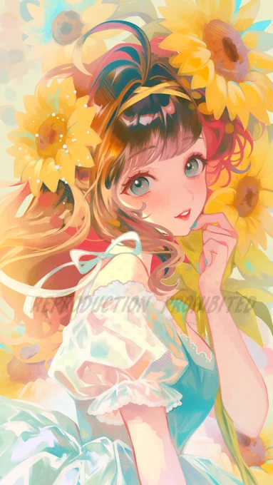 ひまわりと透明感のある一枚を描かせていただきました #comission #SKIMA