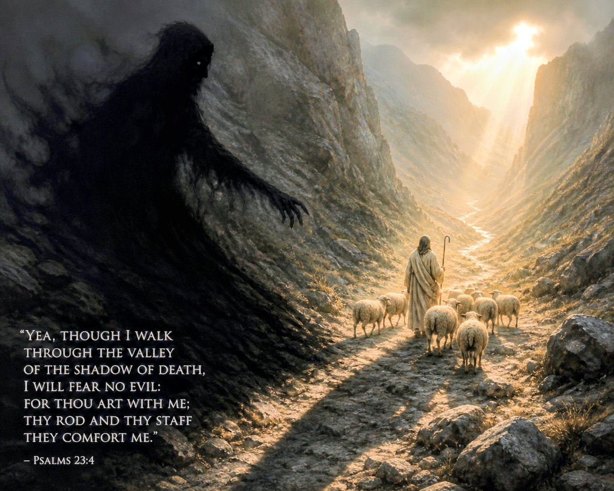 1007Skeebo's tweet photo. Do you believe that evil is a real thing? Good news! When you put your faith in God, evil has no power over you. 
Psalms 23:4, Yea, though I walk through the valley of the shadow of death, I will fear no evil: for thou art with me; thy rod and thy staff they comfort me. https://t.co/fLlLYWI5Kj