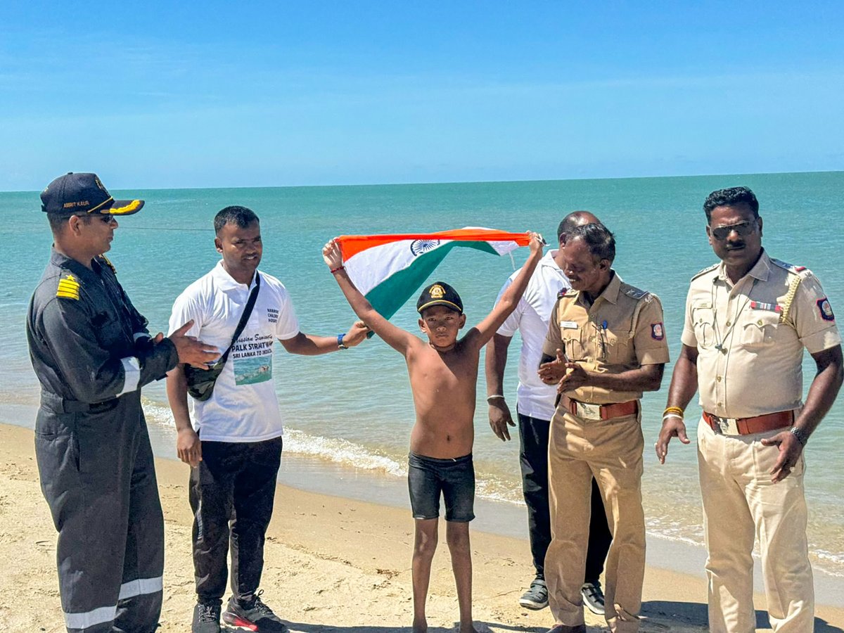 "Youngest and Fastest Palk Strait Swimmer"

- 7 year old Ishank Singh 🇮🇳🏊‍♂️