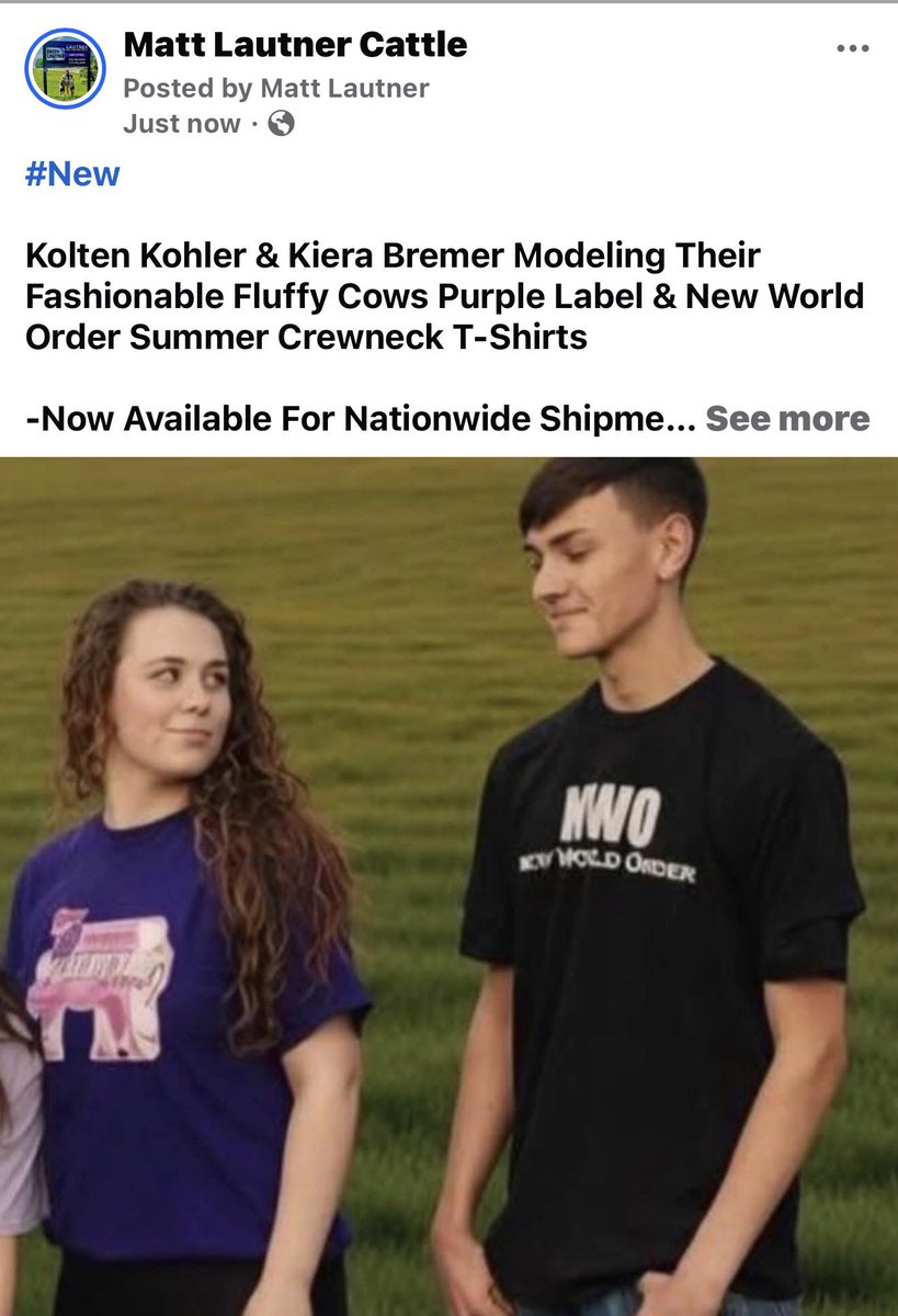 mattlautner's tweet image. #New 

Kolten Kohler &amp;amp; Kiera Bremer Modeling Their Fashionable Fluffy Cows Purple Label &amp;amp; New World Order Summer Crewneck T-Shirts 

-Now Available For Nationwide Shipment @ MLC Office @ 515.391.9540 

-Text MLC Office (Text Only) To Order Yours While Supplies Last

-Flat Rate: