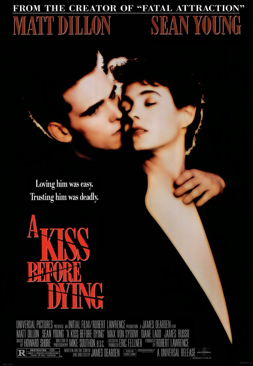 cinemabourrin's tweet photo. #NW 

Un thriller que j’ai souvent voulu voir avec Matt Dillon et qui m’a toujours semblé assez soutenu avec son intrigue. À voir! 

#AKissBeforeDying #IraLevin #UniversalPictures #ParamountPictures #90sMovies #JamesDearden #HowardShore #MattDillon #SeanYoung #MaxVonSydow #DianeLadd #RoryCochrane