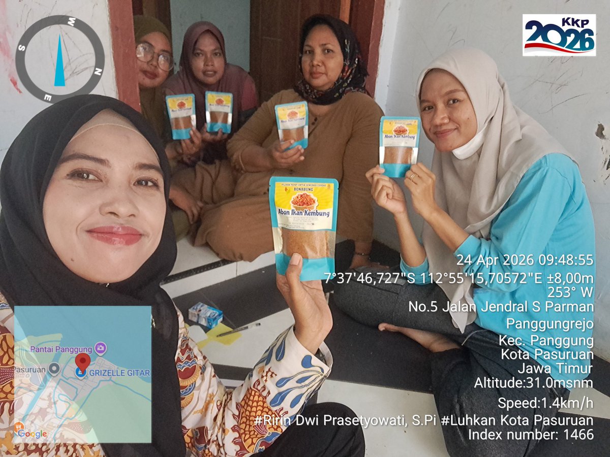 ririn_pi's tweet photo. Jum'at (24/04/26) Ririn Dwi P, S.Pi,Luhkan Kota Pasuruan, Pendampingan Akses Teknologi Terekomendasi mengenai Praktek Pembuatan Abon Ikan Kembung sbg Inovasi Produk Poklahsar Cahaya Kehidupan
#GiatLuhkanSatminkalBWI 
@bppsdm_puslatkp
@bppsdm_bp3bwi
#bppsdm_kp 
#luhlapor https://t.co/6lHCEUOOOz
