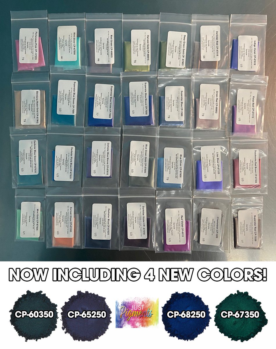 JustPigmentsAZ's tweet image. Our 32 Assorted Duochrome Sample Packs include a wide assortment of our fantastic Duochrome colors and is a fantastic way to sample these tremendous colors!

Check it out at

Link ▶️ justpigments.com/products/duoch…

#pigments #makers