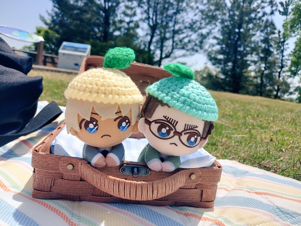 昨日、ぬいさんたちとピクニックしてきた！初夏にはフルーツ帽子がよく